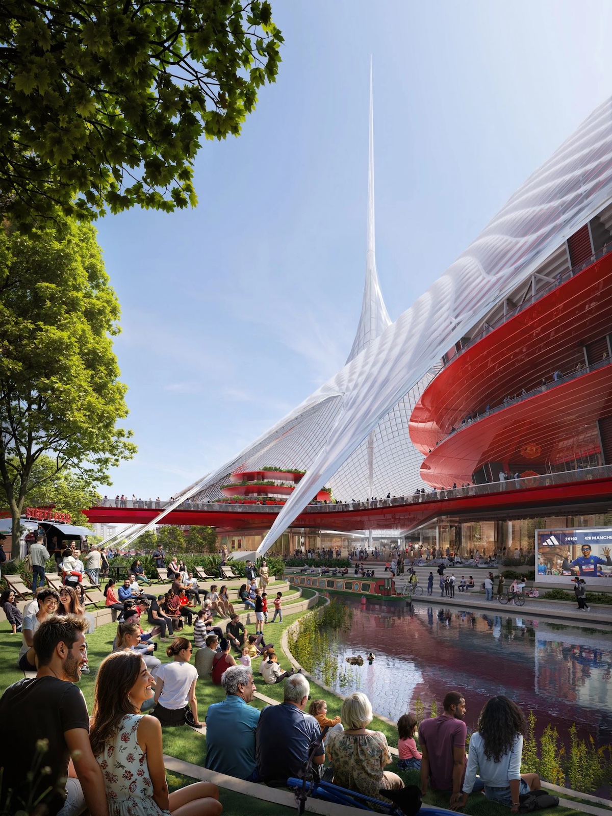 Foster and Partners Manchester United - with crowd outside