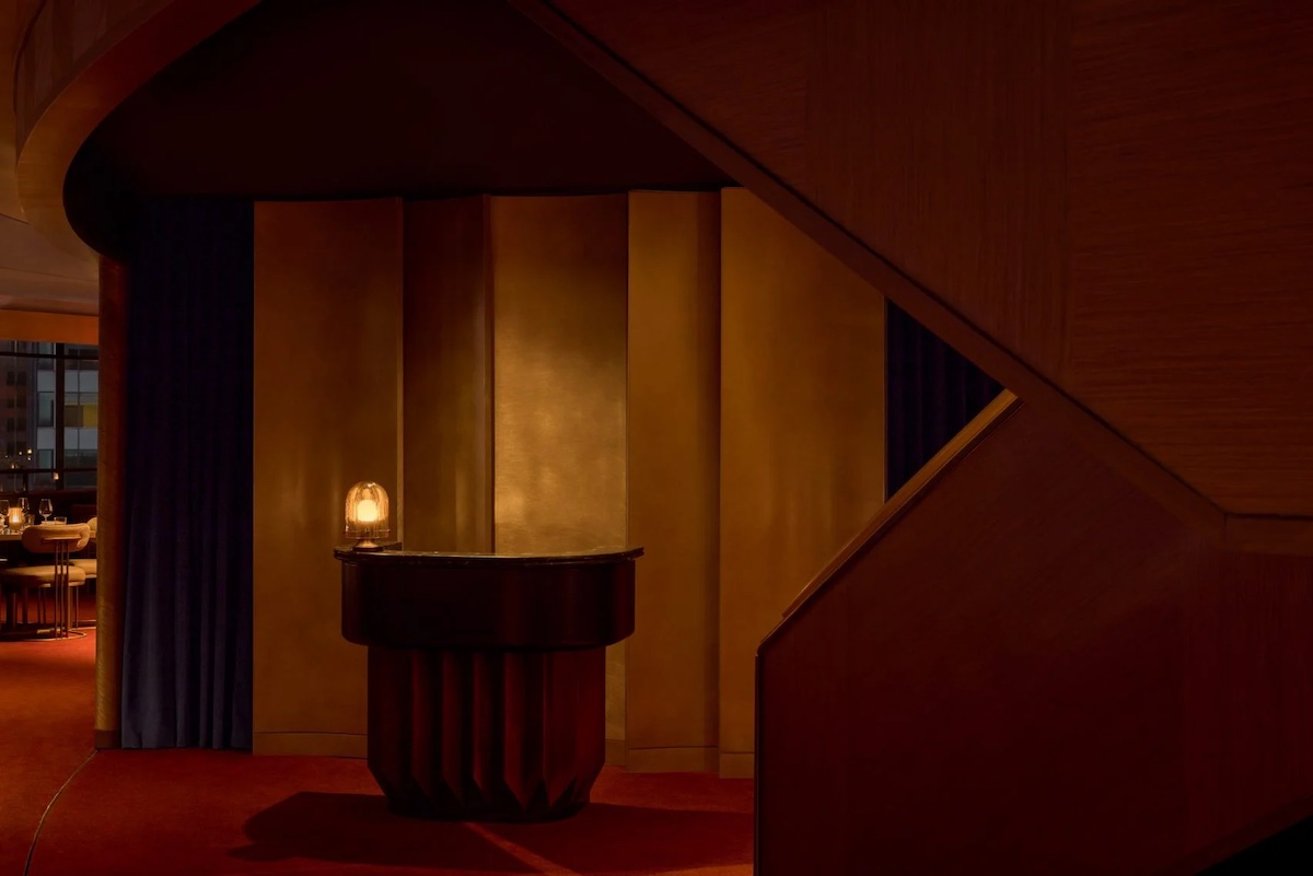Reception area, darkly lit, inside The View in New York