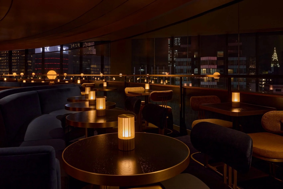 The bar area, overlooking New York City