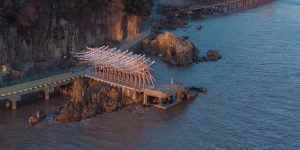 gn architects' Seaside Pavilion, on the shore of an island