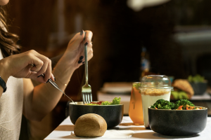 Woman eating food