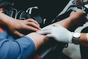 Blood test being performed