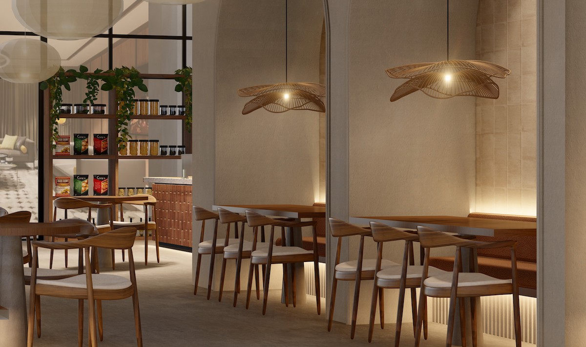 The Village Tree - CGI of seats in restaurant / café