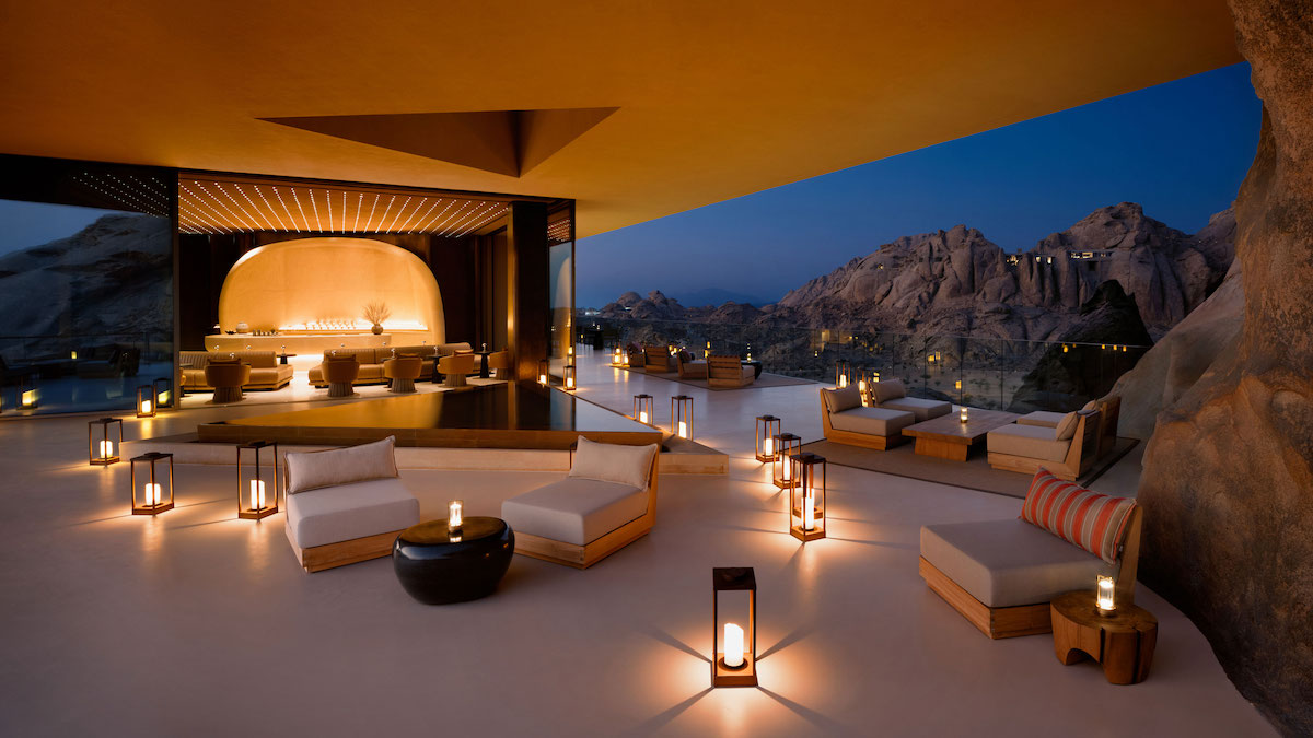 Desert Rock in Saudi Arabia - candles on the floor - room carved into rock