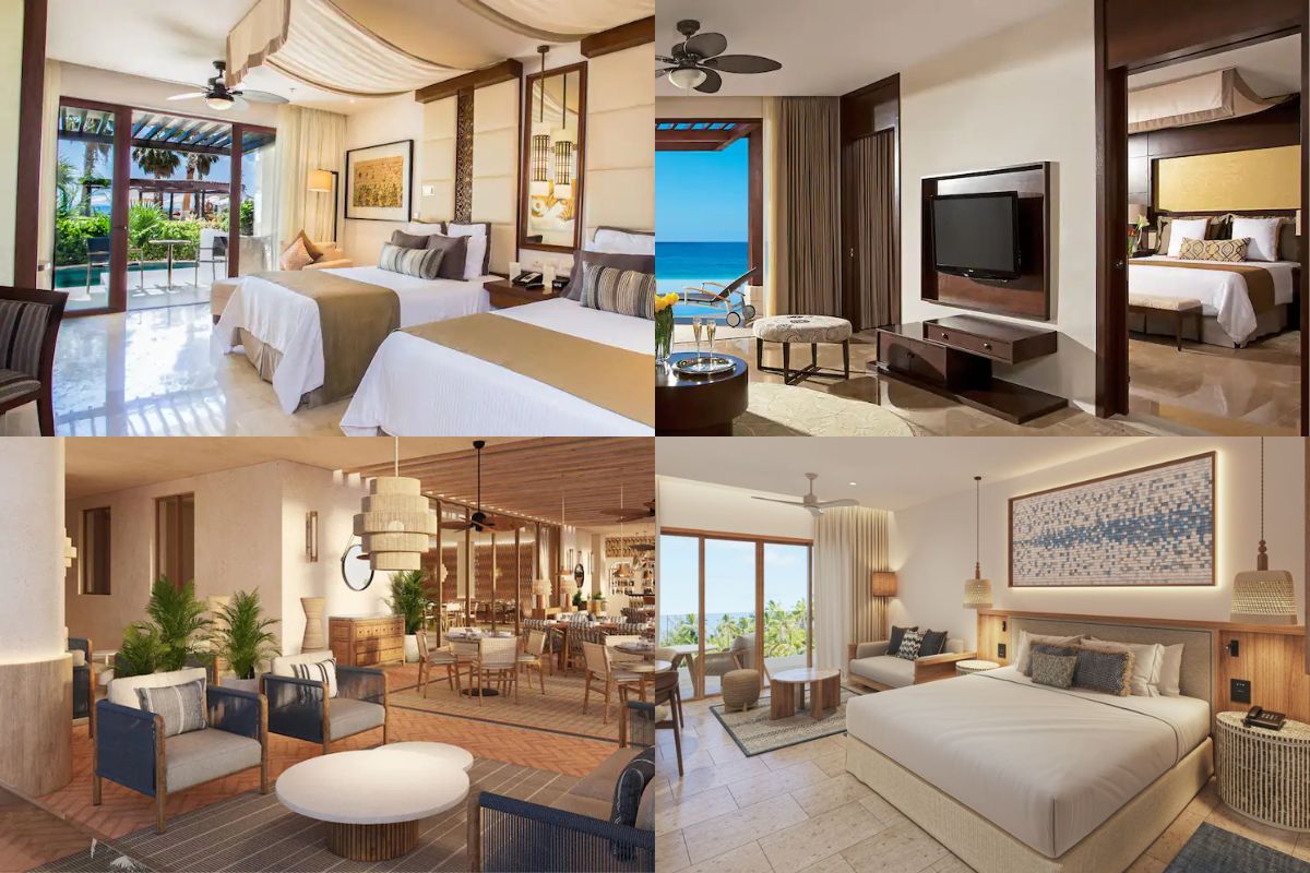 Image collage of guestrooms and club areas of Guestrooms collage at Secrets Playa Mujeres Golf & Spa Resort