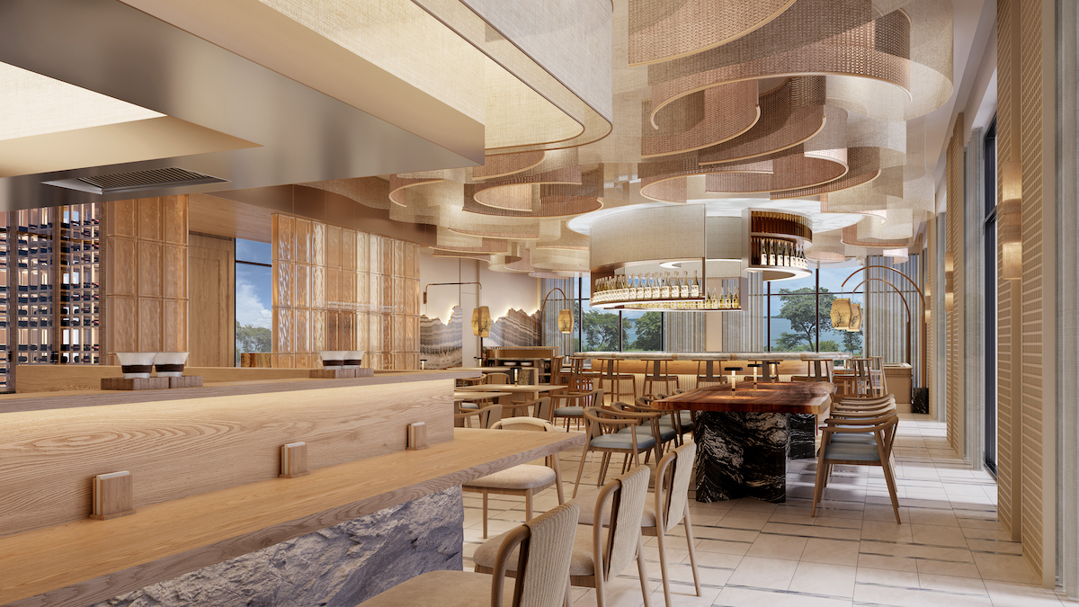 Render of blush interiors - luxury design of St Regis in Costa Rica